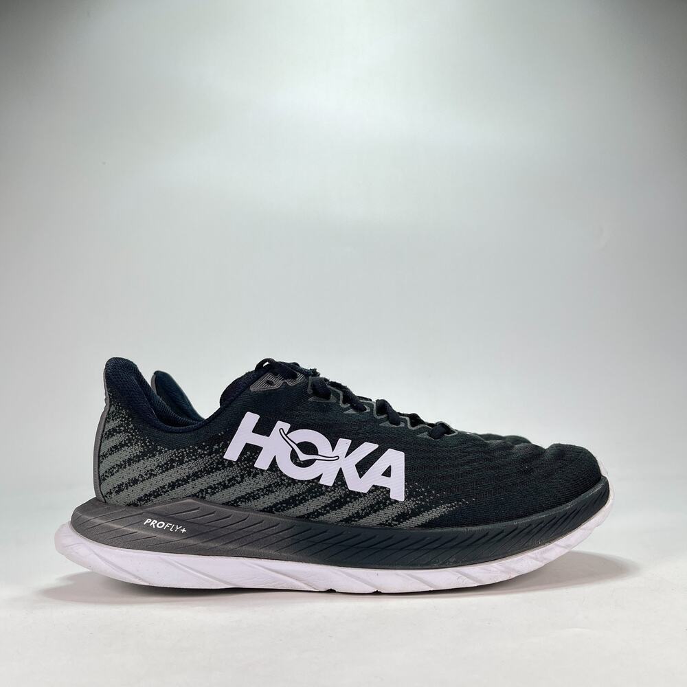 Hoka One One Mach 5 Black White Athletic Cushioned Running Shoes Men's Size 9